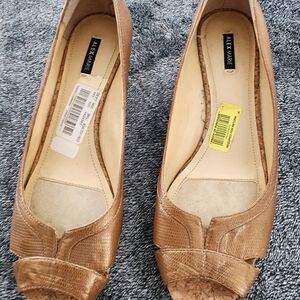 Brown Wedge Peep Toe Shoes